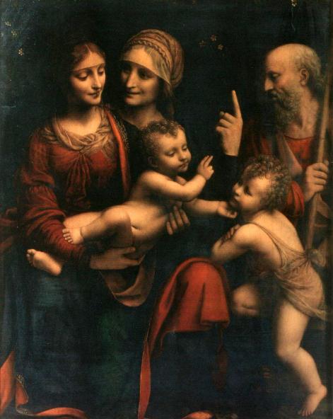 Sacra Famiglia con Sant'Anna e San Giovannino, attribuita al Luini , Ambrosiana